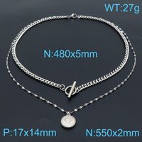Stainless Steel Imitation Pearl 18K Gold Plated Retro Classic Style Toggle Portrait Layered Necklaces sku image 11