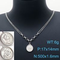 Stainless Steel Imitation Pearl 18K Gold Plated Retro Classic Style Toggle Portrait Layered Necklaces sku image 4