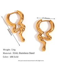 1 Pair Simple Style Irregular Solid Color Plating Stainless Steel 18k Gold Plated Earrings main image 5