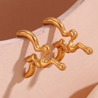 1 Pair Simple Style Irregular Solid Color Plating Stainless Steel 18k Gold Plated Earrings main image 4