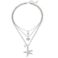 Beach Starfish Conch Shell Stainless Steel Plating Artificial Pearls Layered Necklaces sku image 1
