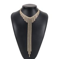 Wholesale Jewelry Exaggerated Shiny Tassel Solid Color Iron Rhinestones Plating Inlay Pendant Necklace sku image 1