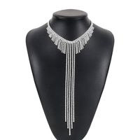 Wholesale Jewelry Exaggerated Shiny Tassel Solid Color Iron Rhinestones Plating Inlay Pendant Necklace sku image 2