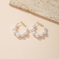 1 Pair Elegant Simple Style Round Pearl Plating Alloy 14k Gold Plated Earrings main image 3