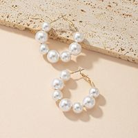 1 Pair Elegant Simple Style Round Pearl Plating Alloy 14k Gold Plated Earrings sku image 1