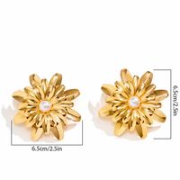 1 Pair Sweet Flower Inlay Alloy Artificial Pearls Ear Studs main image 2