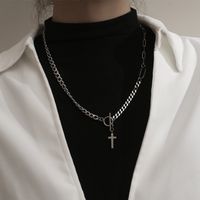 Hip-hop Retro Cross Titanium Steel Toggle Pendant Necklace main image 1