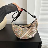 Women's Canvas Lingge Vintage Style Dumpling Shape Zipper Shoulder Bag Crossbody Bag main image 2