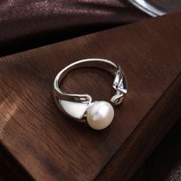 Ig Style Simple Style Round Copper Plating Inlay Pearl 18k Gold Plated Silver Plated Open Rings main image 3