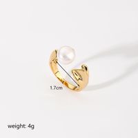Ig Style Simple Style Round Copper Plating Inlay Pearl 18k Gold Plated Silver Plated Open Rings sku image 1