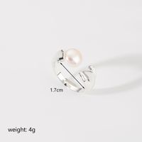 Ig Style Simple Style Round Copper Plating Inlay Pearl 18k Gold Plated Silver Plated Open Rings sku image 2