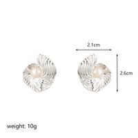 1 Pair Glam Classical Heart Shape Flower Plating Inlay Copper Freshwater Pearl 18k Gold Plated Ear Studs sku image 2