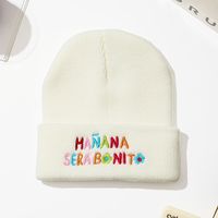 Unisex Casual Classic Style Letter Embroidery Eaveless Beanie Hat sku image 2
