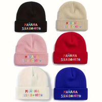 Unisex Casual Classic Style Letter Embroidery Eaveless Beanie Hat main image 1
