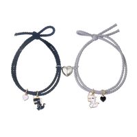 Cartoon Style Animal Stainless Steel Rubber Band Rope Handmade Couple Wristband sku image 1
