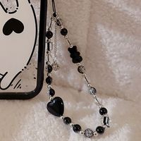 Cute Heart Shape Flower Pc Silica Gel Soft Clay Inlay Artificial Pearls Women's Mobile Phone Chain 1 Piece sku image 20
