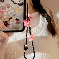 Cute Heart Shape Flower Pc Silica Gel Soft Clay Inlay Artificial Pearls Women's Mobile Phone Chain 1 Piece sku image 15