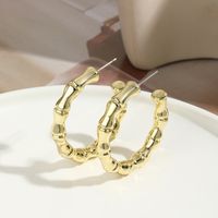 European And American Earrings Gold-plated Ins Cross-border Earrings C- Ring Love Water Drop-shaped Earrings Bamboo Simple Earrings All-matching main image 4