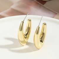 European And American Earrings Gold-plated Ins Cross-border Earrings C- Ring Love Water Drop-shaped Earrings Bamboo Simple Earrings All-matching main image 2