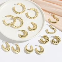 European And American Earrings Gold-plated Ins Cross-border Earrings C- Ring Love Water Drop-shaped Earrings Bamboo Simple Earrings All-matching main image 1