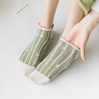 Femmes Décontractée Dessin Animé Fibre De Bambou Évider Cheville Chaussettes Une Paire main image 4