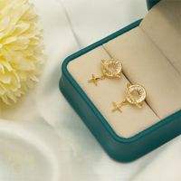 Wholesale Jewelry Luxurious Romantic Sweet Star Moon Copper Alloy Artificial Pearls Zircon 18k Gold Plated Plating Hollow Out Inlay Drop Earrings main image 2