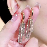 1 Pair Simple Style Solid Color Inlay Copper Zircon Drop Earrings main image 1