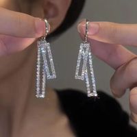 1 Pair Simple Style Solid Color Inlay Copper Zircon Drop Earrings main image 3