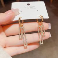 1 Pair Simple Style Solid Color Inlay Copper Zircon Drop Earrings main image 5