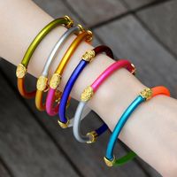 Lady Solid Color Alloy Silica Gel Plating Women's Bangle main image 5
