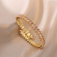 Lady Solid Color Copper Plating Inlay Zircon Gold Plated Bangle main image 3