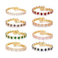 Lady Solid Color Copper Plating Inlay Zircon Gold Plated Bangle sku image 2