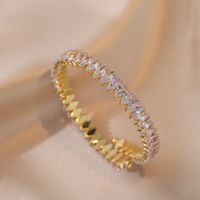 Lady Solid Color Copper Plating Inlay Zircon Gold Plated Bangle sku image 9