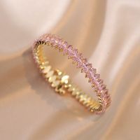 Lady Solid Color Copper Plating Inlay Zircon Gold Plated Bangle sku image 6