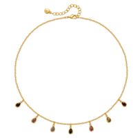 Ig Style Simple Style Round Water Droplets Rectangle Copper Plating Inlay Zircon Necklace 1 Pair sku image 1
