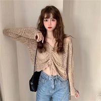 Women's Knitwear Long Sleeve Sweaters & Cardigans Hollow Out Vacation Solid Color sku image 5