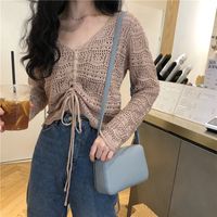 Women's Knitwear Long Sleeve Sweaters & Cardigans Hollow Out Vacation Solid Color main image 2