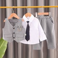 Simple Style British Style Solid Color Cotton Boys Clothing Sets sku image 1
