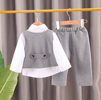 Simple Style British Style Solid Color Cotton Boys Clothing Sets main image 3