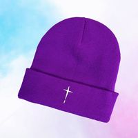Unisex Casual Solid Color Embroidery Eaveless Beanie Hat sku image 4