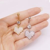 Simple Style Heart Shape Cat Butterfly Stainless Steel Sequin Copper White Gold Plated Gold Plated Rhinestones Zircon Belly Ring In Bulk main image 2
