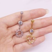 Simple Style Heart Shape Cat Butterfly Stainless Steel Sequin Copper White Gold Plated Gold Plated Rhinestones Zircon Belly Ring In Bulk main image 6