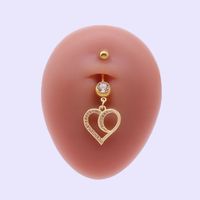 Simple Style Heart Shape Cat Butterfly Stainless Steel Sequin Copper White Gold Plated Gold Plated Rhinestones Zircon Belly Ring In Bulk sku image 1