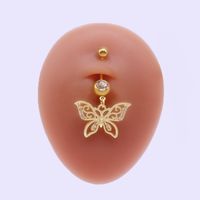 Simple Style Heart Shape Cat Butterfly Stainless Steel Sequin Copper White Gold Plated Gold Plated Rhinestones Zircon Belly Ring In Bulk sku image 2