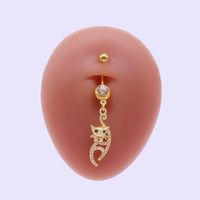 Simple Style Heart Shape Cat Butterfly Stainless Steel Sequin Copper White Gold Plated Gold Plated Rhinestones Zircon Belly Ring In Bulk sku image 3