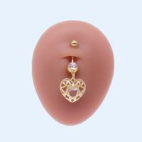 Simple Style Heart Shape Cat Butterfly Stainless Steel Sequin Copper White Gold Plated Gold Plated Rhinestones Zircon Belly Ring In Bulk sku image 6