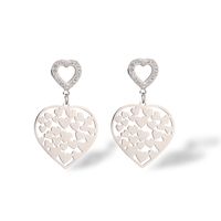 1 Pair Vintage Style Simple Style Heart Shape Plating Hollow Out Inlay 304 Stainless Steel Zircon 18K Gold Plated Drop Earrings sku image 2