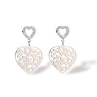 1 Par Estilo Vintage Estilo Simple Forma De Corazón Enchapado Ahuecar Embutido Acero Inoxidable 304 Circón Chapados en oro de 18k Pendientes De Gota sku image 2