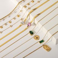 Edelstahl 304 18 Karat Vergoldet IG-Stil Koreanische Art Inlay Geometrisch Zirkon Halskette main image 1