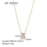 304 Stainless Steel 18K Gold Plated IG Style Korean Style Inlay Geometric Zircon Necklace sku image 6